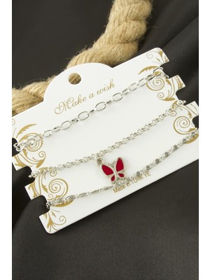 Kelebek Zincir Bileklik 3 Adet Nemere