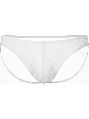 Seksi Dantelli Arkası Açık Seksi Beyaz Erkek Külot