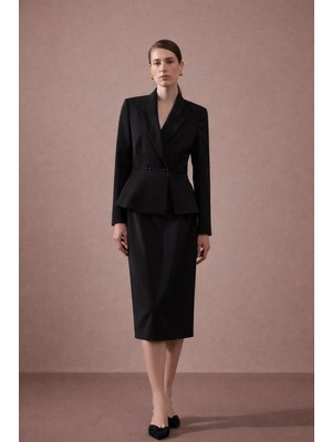 Mg Giyim Kadın Blazer Ceket Kalem Etek Takım - Ofis & Şık
