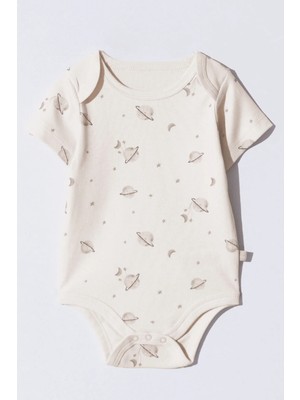 pambuliq Organik Pamuk Uzay Desenli Çıtçıtlı Bebek Zıbını