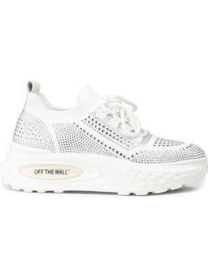 Deery Kadın Beyaz Taşlı Platform Sneaker - K0018ZBYZC01