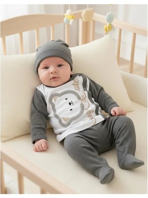 VİTASTORETR Cute Bear Çıtçıtlı Patikli Üçlü Bebek Takımı