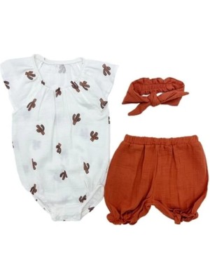 VİTASTORETR Kaktüs Desenli Üçlü Müslin Takım