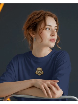 Muhtar Store Poodle Köpek Baskılı Kadın Oversize Tişört – Minimal Poodle Tasarım