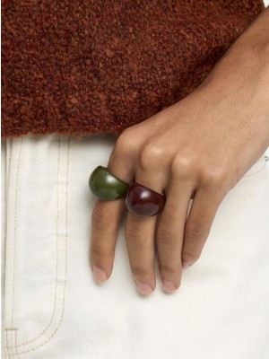 Parfois Resin Kaplı Yuvarlak Yüzük Seti