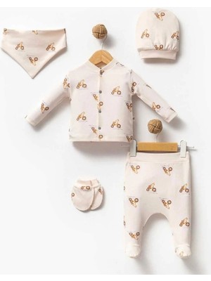 VİTASTORETR Bisiklet Desen Baskılı Beş Parçalı Bebek Takımı