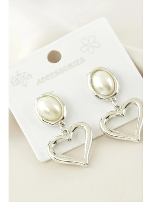 Kalp Metal Inci Küpe Nemere