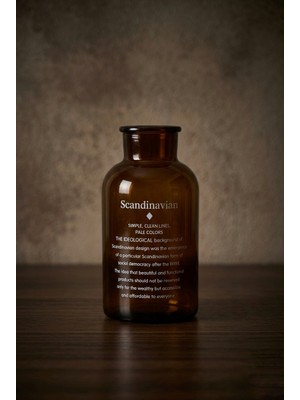 Frolde Amber Cam Dekoratif Vazo – “scandinavian” Yazılı, 20 cm Süs Bitkisi Vazosu