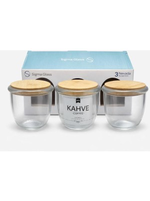 Bambu Kapaklı 3’lü Cam Saklama Kavanozu – Kahve, Baharat, Tuz & Şeker Için Şık Organizer