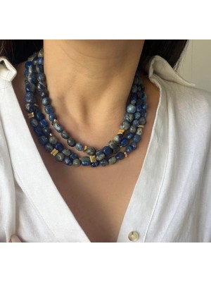 Venüs Design Çelik 3lü Lapis Lazuli Kolye