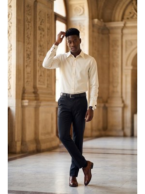 Pakman Uzunkol Duble Manşet Mızrak Yaka Beyaz Cesur Gömlek