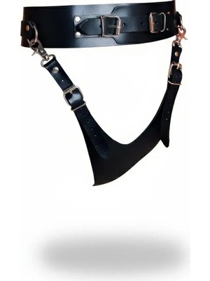 Beruflic Siyah Tanga - Külot Geniş Deri Kemerli Tokalı - BRF1276