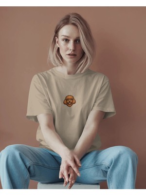 Muhtar Store Toy Poodle Köpek Baskılı Kadın Oversize Tişört – Minimal Toy Poodle Tasarım