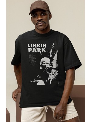 Sevbano Tasarım Linkin Park Rock Metal Müzik Grubu Baskılı Unisex Oversize Tişört