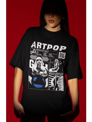 Sevbano Tasarım Artpop Lady Gaga Şarkıcı Baskılı Unisex Oversize Tişört