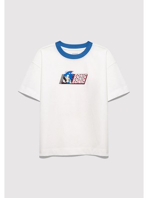 Mavi Sonic Baskılı Ekru Tişört 6610432-70057
