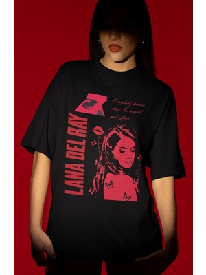 Sevbano Tasarım Lana Del Rey Şarkıcı Baskılı Unisex Oversize Tişört