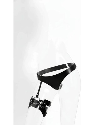 Beruflic Siyah Tanga - Külot Deri Metal Halka Detaylı - BRF1156