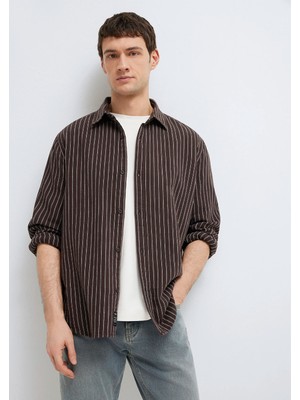 Mavi Çizgili Kahverengi Gömlek 0211969-91616