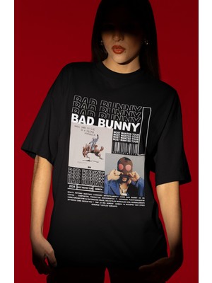 Sevbano Tasarım Bad Bunny Rapper Şarkıcı Baskılı Unisex Oversize Tişört