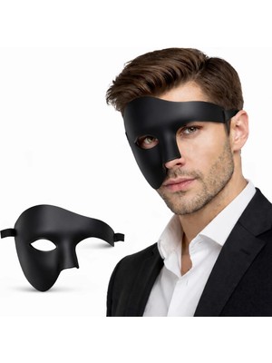 Epilons Siyah Yarım Erkek Maske – Phantom Parti Balo Maskesi