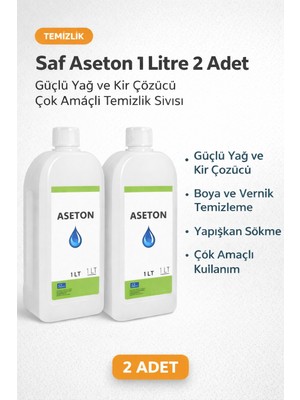 SHC4200 Saf Aseton 1 Litre 2 Adet Güçlü Kir Çözücü Çok Amaçlı Temizlik Sıvısı