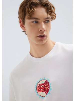 Mavi Ricardo Cavolo Lisanslı Baskılı Beyaz Tişört 0613398-620