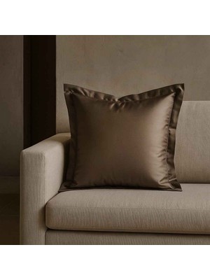 Alesta Home İpek Zikzak Dikişli Kulaklı Bej Kırlent Kılıfı 50x50 cm