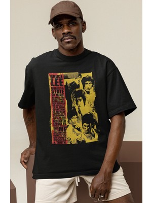 Sevbano Tasarım Bruce Lee Efsane Dövüşçü Baskılı Unisex Oversize Tişört