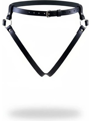 Beruflic Siyah Tanga - Külot Deri Tokalı Vücut Jartiyeri - BRF1007