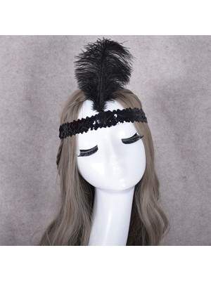 SHC4200 Yılbaşı Saç Tüyü Saç Bandı Siyah Renk