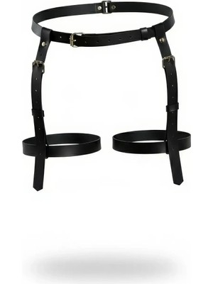 Beruflic Siyah Tanga - Külot Ayarlanabilir Deri Jartiyer - BRF1209