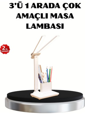 MidasTech Kalemlik ve Telefon Standlı Masa Lambası – Kısılabilir LED Işık Göz Dostu Tasarım Midiaste