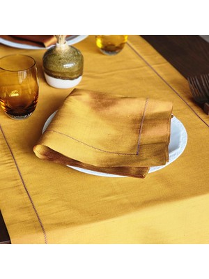 Alesta Home Kiremit Rengi İpek Mor Zikzak Dikişli Runner 50x160 cm RNR023