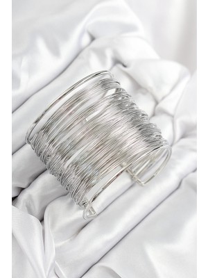 SHC4200 Mey Ithalat® Pirinç Tel Sarma Model Gümüş Renk Kadın Bileklilk