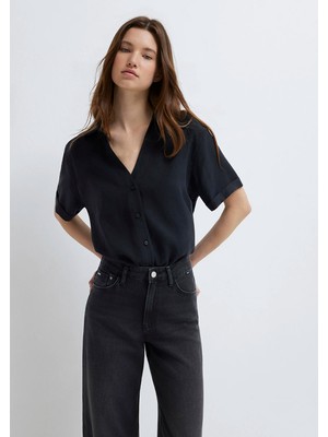 Mavi Kısa Kollu Siyah Gömlek 1211358-900