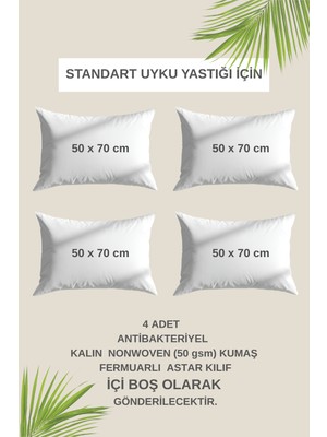 Moonzy Minimalist & Cozy Uyku Yastığı Iç Astar Kılıfı,Mitil  – Fermuarlı , 50X70 cm , Nonwoven Hijyenik Iç Kılıf,4 Lü Pakette