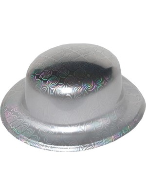SHC4200 Mey Ithalat® Gümüş Renk Hologramlı Plastik Yuvarlak Melon 27X24 cm
