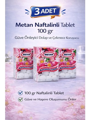 SHC4200 Metan Naftalinli Tablet 100 gr Güve Önleyici Dolap Çekmece Koruyucu 3 Adet