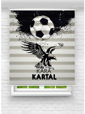 Enzo Home Kartal ve Futbol Topu Desenli Baskılı Zebra Stor Perde – Taraftar Temalı Dekoratif Zebra Perde