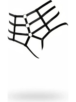 Beruflic Siyah Tanga - Külot Yüksek Bel Halka Detaylı Bantlı - BRF1211