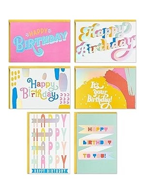 SHC4200 Hallmark Doğum Günü Kartları Çeşitleri, Zarflı 36 Kart (Pastels)