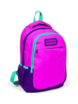SHC4200 Coral High Üç Bölmeli Kız Çocuk Ilkokul Ortaokul Okul Sırt Çantası - Mor Pembe