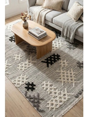 Has 1950 Zerafet 192205 Gri - Dokulu Etnik Desenli Gri Halı