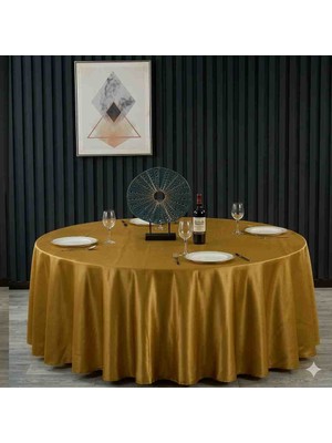 Ayzen Home Yuvarlak Masa Için Saten Masa Örtüsü 190 x 190 cm
