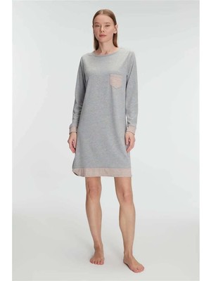 Hsc Bilişim Kadın Pamuklu Uzun Kollu Yumuşak Dokulu Nefes Alabilen Gecelik