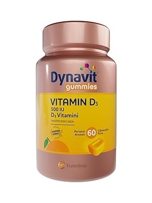 SHC4200 Dynavit Gummies D3 60 Çiğnenebilir Form - Aile Boyu Kullanım – D Vitamini – Kas &amp; Kemik