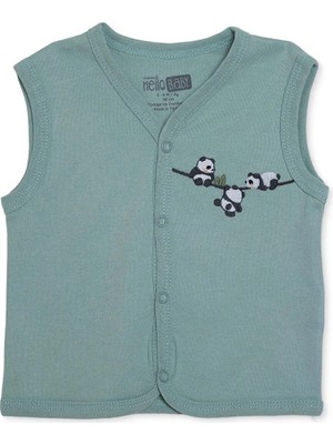 Hellobaby Erkek Bebek Yelek Hayvan Baskılı Çıtçıtlı V Yaka Atlet
