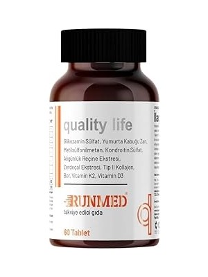 SHC4200 Quality Life Runmed 60 Tablet Glukozamin Msm Kondroitin Tip 2 Kolajen, D K Vitamini, Yumurta Kab