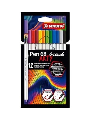 SHC4200 Stabilo Pen 68 Brush Arty - Keçeli Kalem - 12'li Paket - Çeşitli Renkler